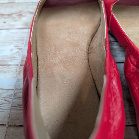 Aerosoles Tidbit Leather Red Open / Peep Toe Flat Dress Slipper Sandal Shoes 6.5 - Picture 11 of 15